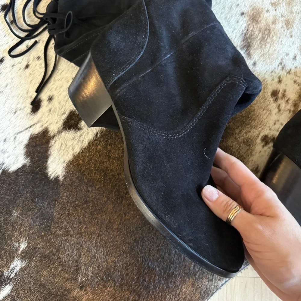 FRYE Clara Tassel Over Knee Women's Black Suede Boot‎ Size 8.5
